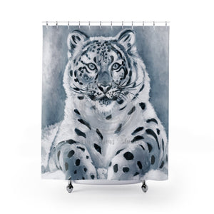 Snow Leopard Blue Shower Curtain 71X74 Home Decor