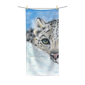 Snow Leopard Ii Watercolor Art Polycotton Towel 30 × 60 Home Decor