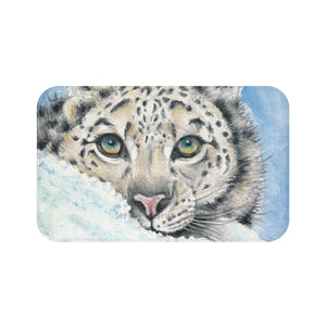 Snow Leopard Watercolor Art Bath Mat 34 × 21 Home Decor