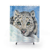 Snow Leopard Watercolor Art Shower Curtain 71 × 74 Home Decor