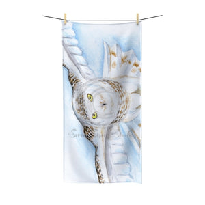 Snowy White Owl Flying Watercolor Art Polycotton Towel 30 × 60 Home Decor