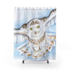 Snowy White Owl Flying Watercolor Art Shower Curtain 71 × 74 Home Decor