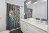 Steel Blue Octopus Splash Compass Purple Shower Curtain Home Decor