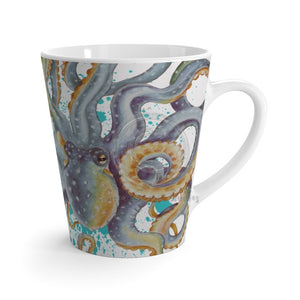 Steel Blue Octopus Teal Splash Compass Latte Mug 12Oz Mug