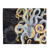 Steel Blue Octopus Tentacles Vintage Map Chic Watercolor Art Velveteen Plush Blanket 50 × 60 All