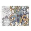 Steel Blue Octopus Tentacles Vintage Map Light Chic Watercolor Art Velveteen Plush Blanket 30 × 40