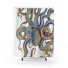 Steel Blue Octopus Tentacles Watercolor Art Shower Curtains 71X74 Home Decor