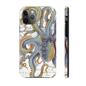 Steel Blue Octopus Vintage Map White Case Mate Tough Phone Cases Iphone 11 Pro