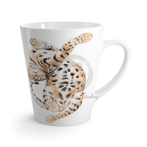 Stretching Bengal Cat Watercolor White Latte Mug 12Oz Mug