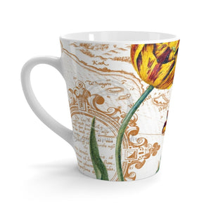 Striped Tulips Vintage Map Chic Latte Mug 12Oz Mug