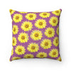 Sunflowers Mauve Purple Pattern Square Pillow 14X14 Home Decor