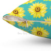 Sunflowers Teal Pattern Square Pillow Home Decor