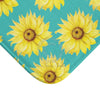 Sunflowers Teal Pattern Vintage Bath Mat Home Decor