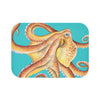 Sunny Octopus Teal Watercolor Bath Mat 24 × 17 Home Decor