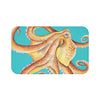 Sunny Octopus Teal Watercolor Bath Mat 34 × 21 Home Decor