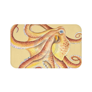 Sunny Octopus Watercolor Bath Mat 34 × 21 Home Decor