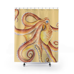 Sunny Octopus Watercolor Shower Curtains 71 × 74 Home Decor