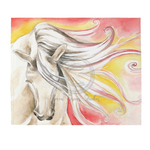 Sunshine Horse Watercolor Art Velveteen Plush Blanket 50 × 60 All Over Prints