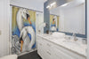 Swan Love Gold Blue Ink Art Shower Curtain Home Decor
