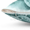 Teal Green Brushed Tentacles Square Pillow Home Decor