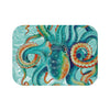 Teal Green Octopus Art Vintage Map Chic Bath Mat Small 24X17 Home Decor