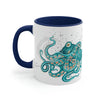 Teal Green Octopus Bubbles And Sea Art Accent Coffee Mug 11Oz