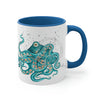 Teal Green Octopus Bubbles And Sea Art Accent Coffee Mug 11Oz