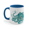 Teal Green Octopus Bubbles And Sea Art Accent Coffee Mug 11Oz