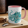 Teal Green Octopus Bubbles And Sea Art Accent Coffee Mug 11Oz
