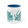 Teal Green Octopus Bubbles And Sea Art Accent Coffee Mug 11Oz Blue /