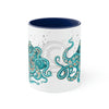 Teal Green Octopus Bubbles And Sea Art Accent Coffee Mug 11Oz Navy /