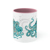 Teal Green Octopus Bubbles And Sea Art Accent Coffee Mug 11Oz Pink /