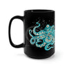 Teal Green Octopus Bubbles And Sea Art Black Mug 15Oz