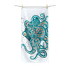 Teal Green Octopus Bubbles And Sea Art Polycotton Towel 30 × 60 Home Decor