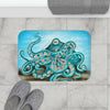 Teal Green Octopus Bubbles And The Sea Art Bath Mat Home Decor