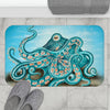 Teal Green Octopus Bubbles And The Sea Art Bath Mat Home Decor