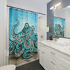 Teal Green Octopus Bubbles And The Sea Art Shower Curtain Home Decor