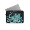 Teal Green Octopus Bubbles And The Sea Black Art Laptop Sleeve