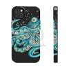 Teal Green Octopus Bubbles And The Sea Black Art Mate Tough Phone Cases Iphone 14 Plus Case