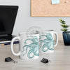 Teal Green Octopus Dance Ink Art Mug 11Oz