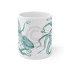 Teal Green Octopus Dance Ink Art Mug 11Oz
