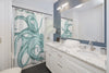 Teal Green Octopus Dance Ink Art Shower Curtain Home Decor