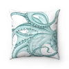 Teal Green Octopus Dance Ink Art Square Pillow 14 × Home Decor