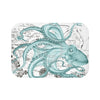 Teal Green Octopus Dance Vintage Map Black Ink Art Bath Mat 24 × 17 Home Decor