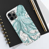 Teal Green Octopus Dance Vintage Map Black Ink Art Case Mate Tough Phone Cases