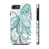 Teal Green Octopus Dance Vintage Map Black Ink Art Case Mate Tough Phone Cases Iphone 7 8