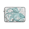 Teal Green Octopus Dance Vintage Map Black Ink Art Laptop Sleeve 13