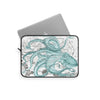 Teal Green Octopus Dance Vintage Map Black Ink Art Laptop Sleeve