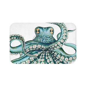Teal Green Octopus Kraken Watercolor Art Bath Mat 34 × 21 Home Decor