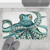 Teal Green Octopus Kraken Watercolor Art Bath Mat Home Decor